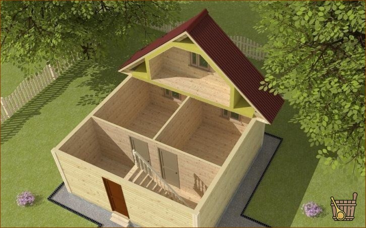 Планы бани 6*6 с мансардой и туалетом — тридцать фото