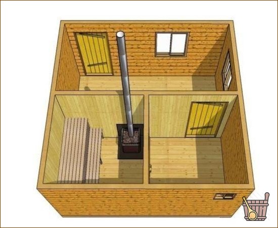 Планы бани 5*4 - раздельные помывочная и парная, фото тридцать (план, баня, мойка, парилка) Планы бани 5*4