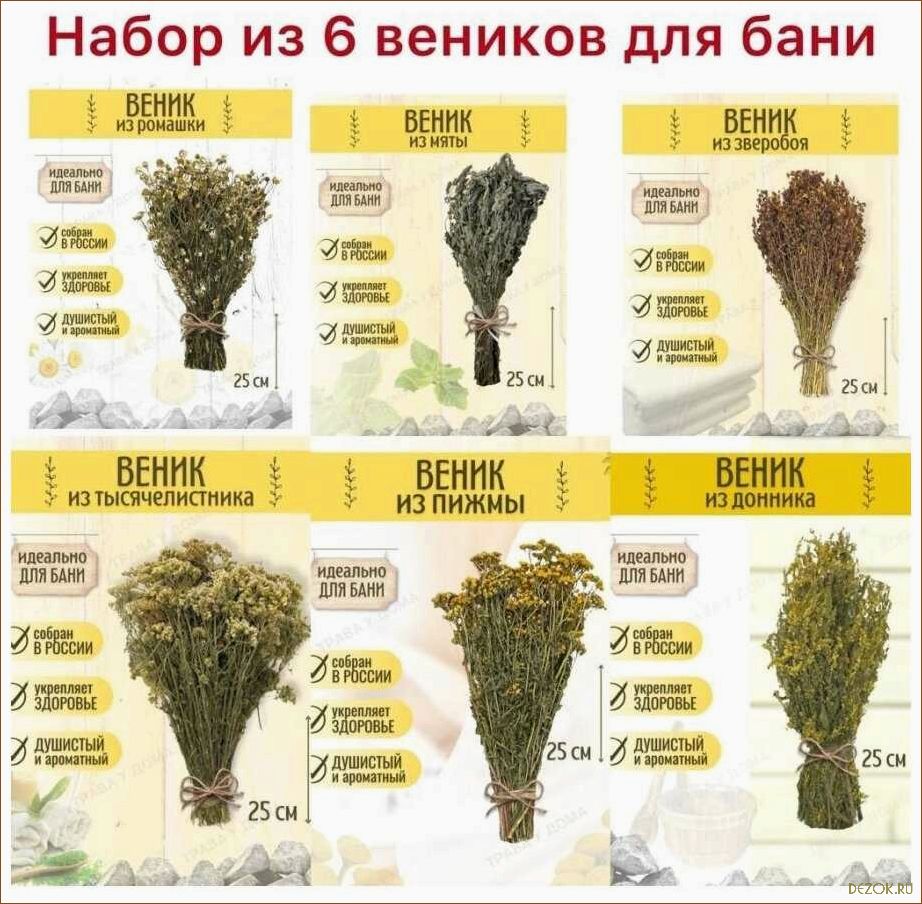 Сборный веник из донника мяты душицы полыни и пижмы для бани